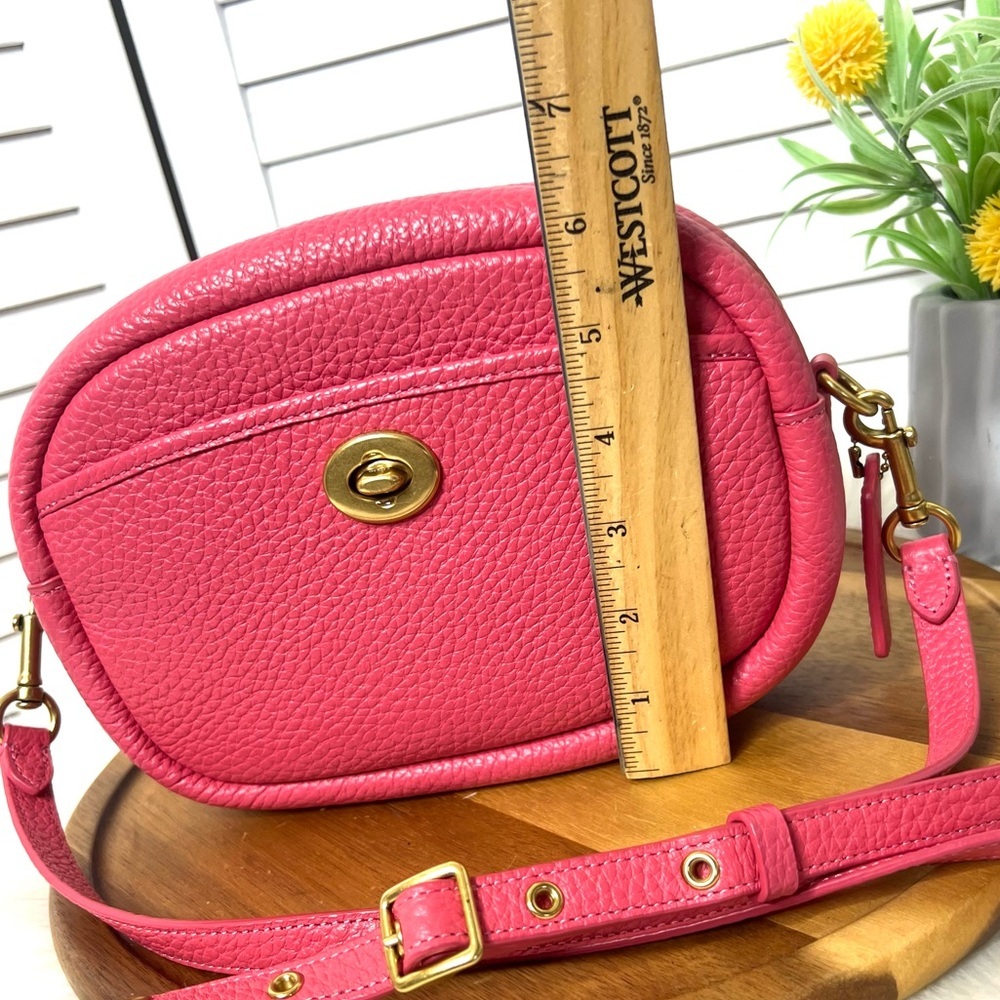 Coach Camera Bag Pink Soft Pebble Leather Crossbody Two Adjustable Straps - Picture 5 of 17